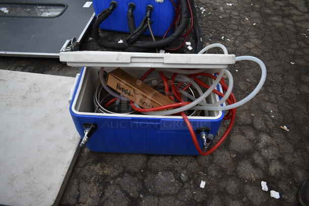 Blue and White Poly 2 Tap Jockey Box w/ Hoses. - Image 1 of 5