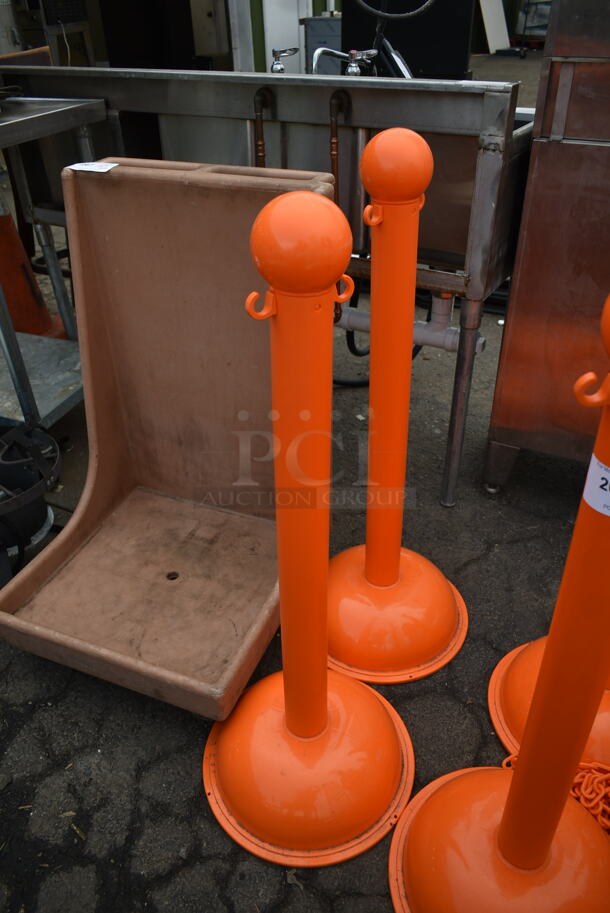 6 Orange Poly Crowd Control Stanchions and Chain. 6 Times Your Bid! - Image 2 of 5