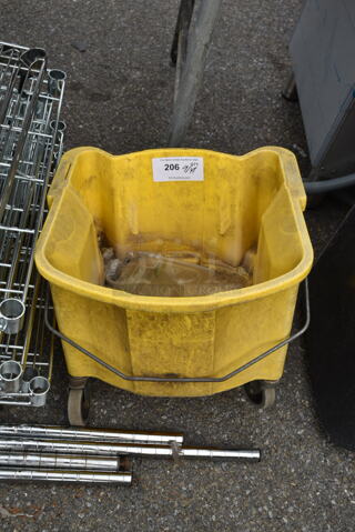 Yellow Poly Mop Bucket on Commercial Casters.