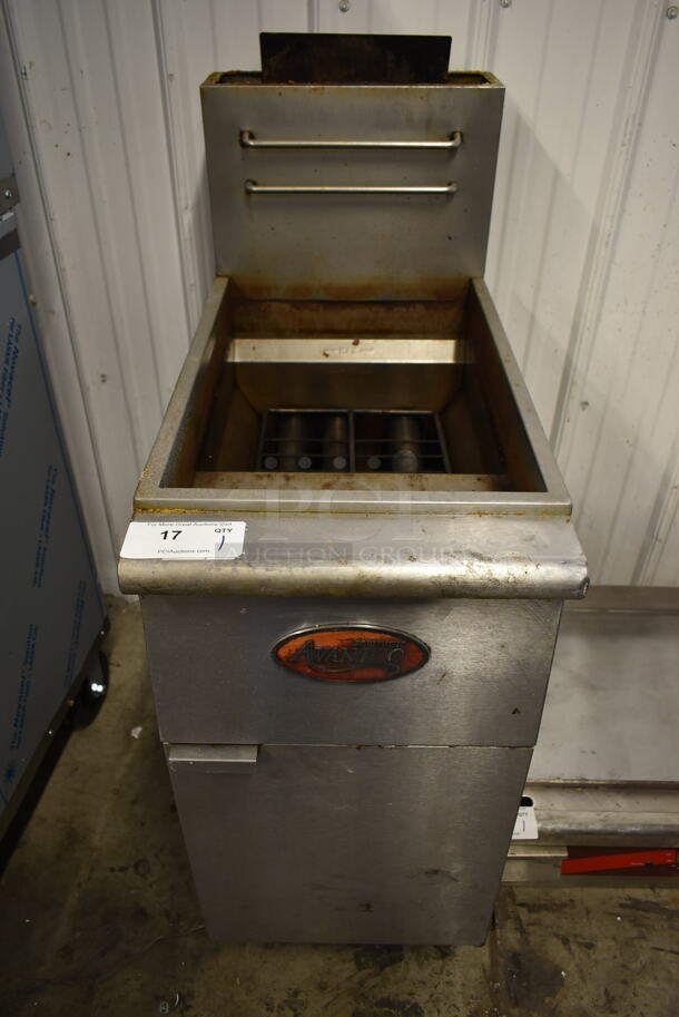 Avantco FF300-N Stainless Steel Commercial Floor Style Natural Gas Powered Deep Fat Fryer.  - Image 1 of 8