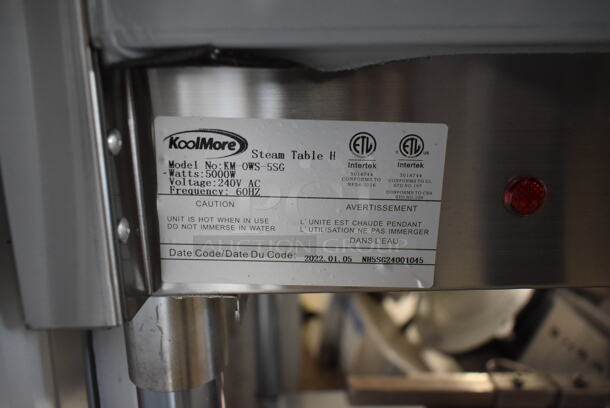 BRAND NEW SCRATCH AND DENT! KoolMore KM-OWS-5SG Stainless Steel Commercial Electric Powered 5 Well Steam Table w/ Under Shelf. 240 Volts. Stock Picture Used as Gallery. - Image 6 of 12