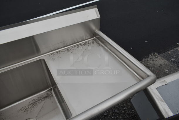 BRAND NEW SCRATCH AND DENT! Steelton 522S31818LRC Stainless Steel Commercial L Shaped 3 Bay Sink w/ Dual Drain Boards. - Image 5 of 6