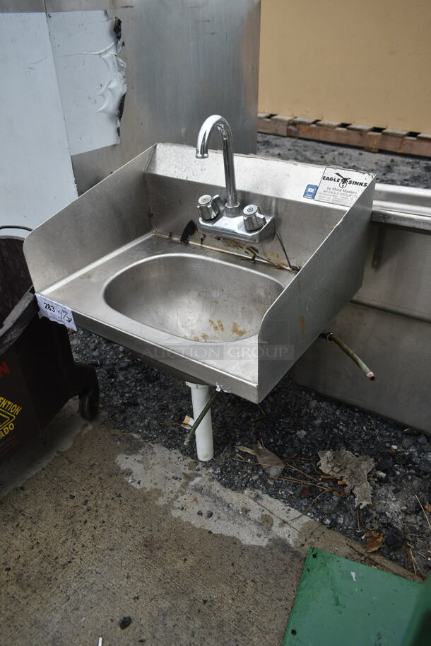 Eagle Stainless Steel Commercial Single Bay Wall Mount Sink w/ Faucet and Handles. - Image 2 of 6