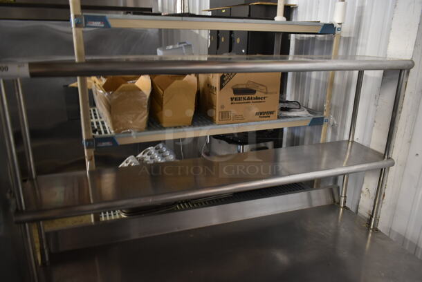 2014 True TWT-60 Stainless Steel Commercial 2 Door Work Top Cooler w/ 2 Tier Over Shelf on Commercial Casters. 115 Volts, 1 Phase. Tested and Working! - Image 2 of 8