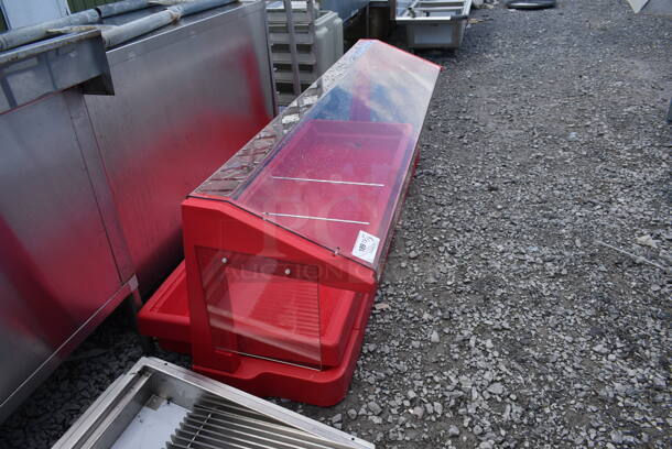 BRAND NEW SCRATCH AND DENT! Red Poly Buffet w/ Sneeze Guard. - Image 2 of 4