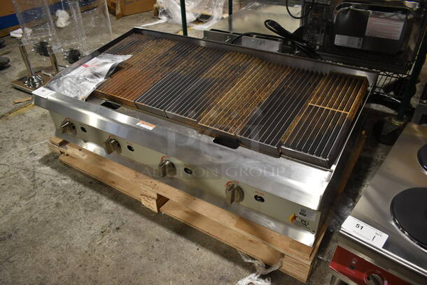 Cooking Performance Group CPG 351CRCPG48NL Stainless Steel Commercial Countertop Natural Gas Powered Charbroiler Grill. 160,000 BTU.  - Image 1 of 4