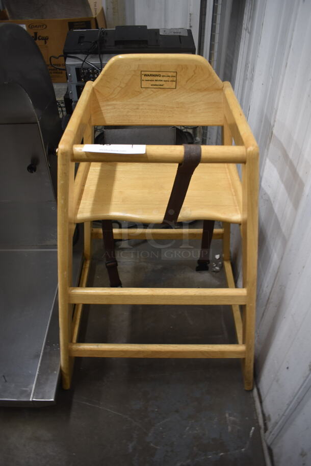 Wood High Chair With Waist Strap