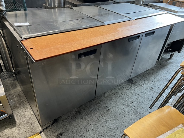 2017 Delfield Model 4472N-30M-M479 Stainless Steel Commercial Prep Table w/ Cutting Board. 115 Volts, 1 Phase. 72x32x37. Tested and Working!
