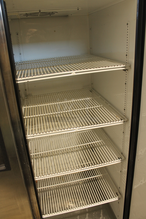 2012 True TG2R-2S ENERGY STAR Stainless Steel Commercial 2 Door Reach In Cooler w/ Poly Coated Racks on Commercial Casters. 115 Volts, 1 Phase. Tested and Working! - Image 6 of 7
