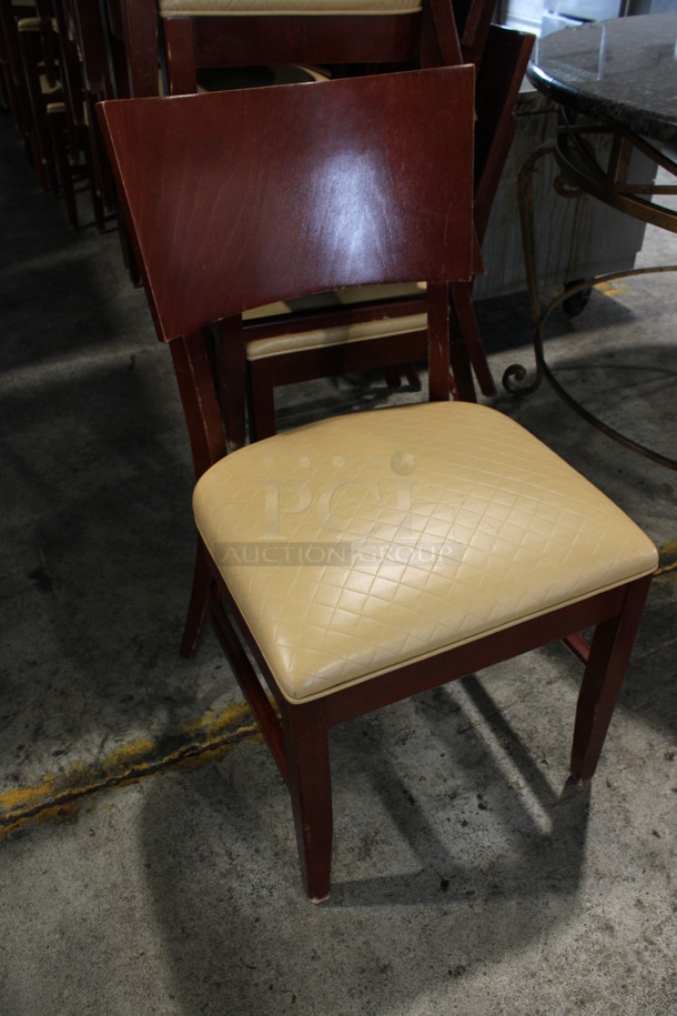 10 Wooden Dining Chairs w/ Tan Quilted Pattern Seat Cushions. Stock Picture - Cosmetic Condition May Vary. 19x21x36. 10 Times Your Bid! - Image 3 of 6