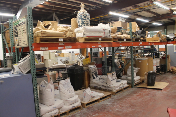 ALL ONE MONEY! Lot of Orange and Green Metal Pallet Racking. Does Not Include Contents. BUYER MUST REMOVE. - Image 1 of 6