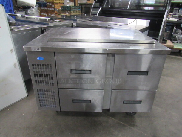 One Stainless Randell 4 Drawer Refrigerated Prep Table On Casters. Model# 9030K-7. 115 Volt. 48X33X38. $7228.23