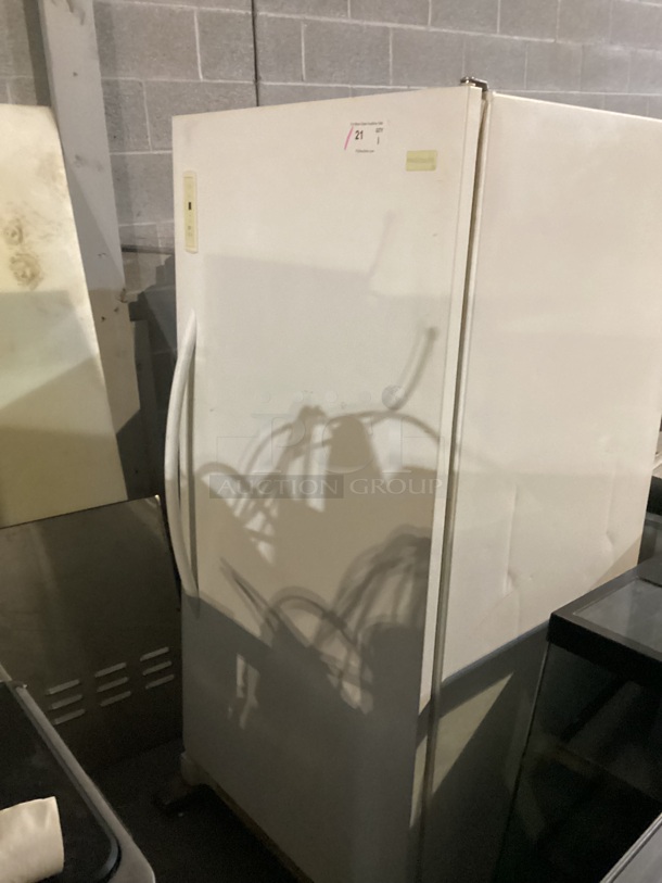 Fridgidaire Upright Deep Freezer, R134A, White
32x26x65
Working when Removed 


 - Image 1 of 3