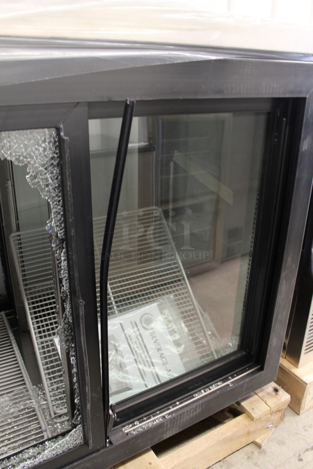 BRAND NEW SCRATCH AND DENT! Beverage Air BB72HC-1-GS-PT-B-27 Metal Commercial 3 Door Undercounter Cooler Merchandiser. See Pictures for Broken Glass. 115 Volts, 1 Phase. Tested and Working! - Image 4 of 6