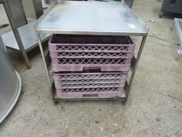 One Stainless Steel Dishwasher Rack Holder, With 2 Dishwasher Racks. - Image 1 of 1