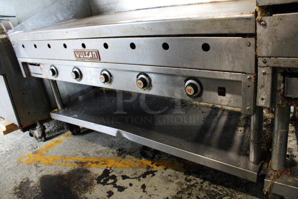 Vulcan Stainless Steel Commercial Natural Gas Powered Flat Top Griddle w/ Metal Under Shelf on Commercial Casters. 60x30x46 - Image 4 of 6