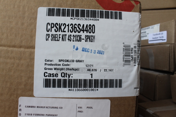 8 NEW IN BOX Items! 3 Cambro CPSK1848S5480 Camshelving® Premium 18" x 48" Shelf Kit with 5 Solid Shelves, 2 Cambro CPSK1848S4480 Camshelving® Premium 18" x 48" Shelf Kit with 4 Solid Shelves, 1 Cambro CPSK2154S4480 Camshelving® Premium Series Stationary Shelf Kit with 4 Solid Shelves - 54" x 21",  1 Cambro CPSK1842S4480 Camshelving® Premium 18" x 42" Shelf Kit with 4 Solid Shelves, 1 Cambro CPSK2136S4480 Camshelving® Premium 21" x 36" Shelf Kit with 4 Solid Shelves. 8 Times Your Bid! - Image 3 of 8