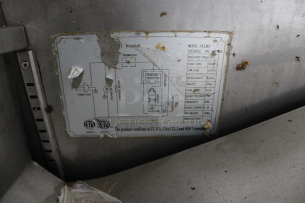 Avantco Model SCLM3 Stainless Steel Commercial Sandwich Salad Prep Table Bain Marie Mega Top on Commercial Casters. 115 Volts, 1 Phase. 70.5x34x46. Tested and Powers On But Temps at 51 Degrees - Image 10 of 10
