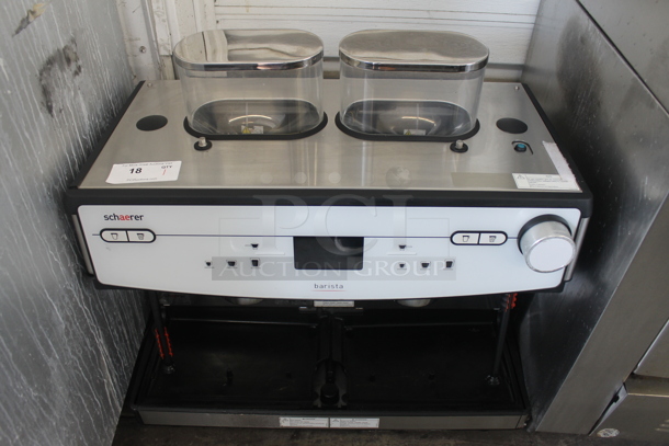 2018 Schaerer Barista Stainless Steel Commercial Countertop 2 Group Espresso Machine w/ 2 Steam Wands and 2 Hoppers. 208 Volts, 1 Phase. - Image 1 of 5
