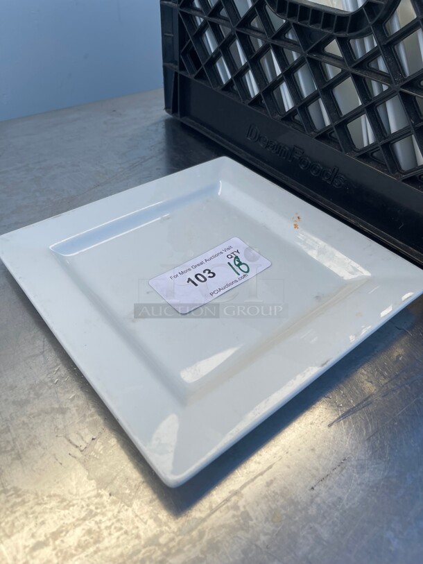 ITI China 10 1/2 inch Square Plate | Rolled Edge, Bright White Elite Collection NSF - Image 2 of 7