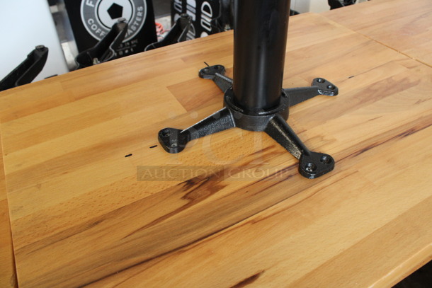 Wooden Butcher Block Tabletop on Black Metal Table Base. Stock Picture - Cosmetic Condition May Vary. 30x24x30 - Image 5 of 5