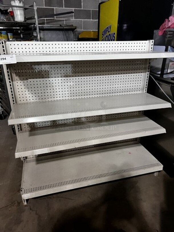 Freestanding white metal 4 shelf system