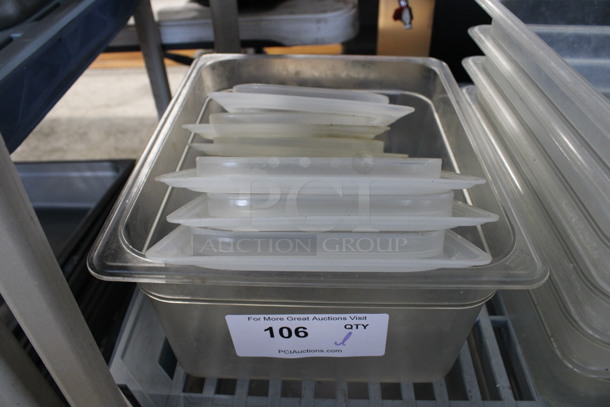 ALL ONE MONEY! Lot of Poly Clear 1/2 Size Drop In Bin w/ 6 Lids! Includes 1/2x6 - Image 1 of 3