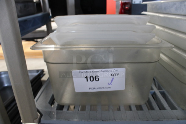 ALL ONE MONEY! Lot of Poly Clear 1/2 Size Drop In Bin w/ 6 Lids! Includes 1/2x6 - Image 3 of 3