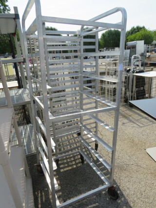 One Aluminum Speed Rack On Casters. 25X27X69