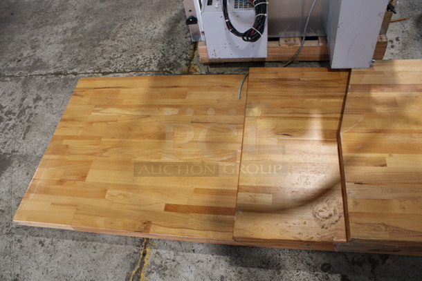 4 Various Wooden Butcher Block Tabletops. 37x24x2, 84x29.5x2, 97x29.5x2, 130x29.5x2. 4 Times Your Bid! - Image 4 of 5