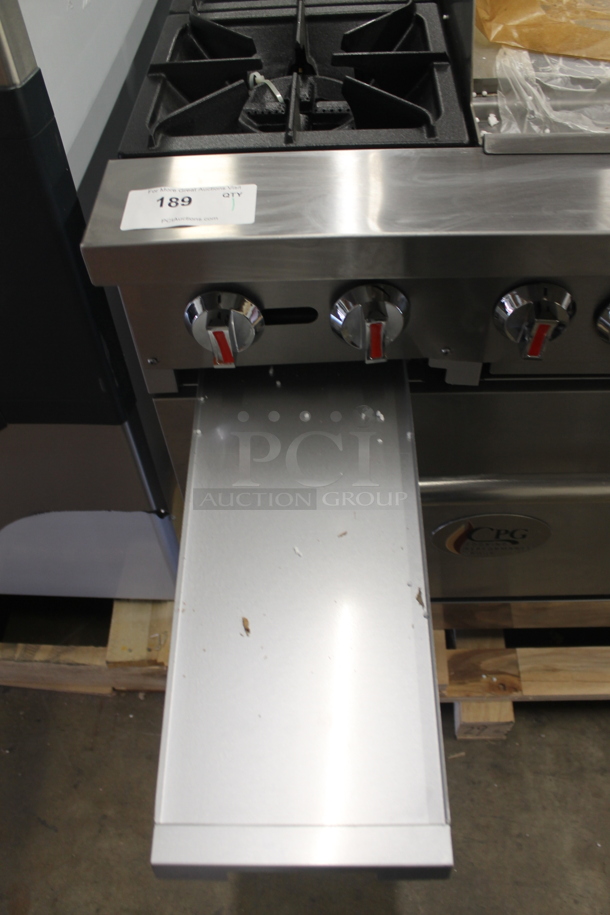 BRAND NEW SCRATCH AND DENT! CPG 351S60G48L Commercial Stainless Steel Liquid Propane Gas 60" Gas Range With 48" Griddle, Two Burners And Two Ovens With Steel Racks. Stock Picture Used For Gallery Picture - Image 7 of 12