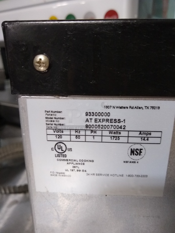AT EXPRESS Conveyor Toaster - 300 Slices/hr w/ 1 1/2" Product Opening, 120v
 - Image 4 of 5