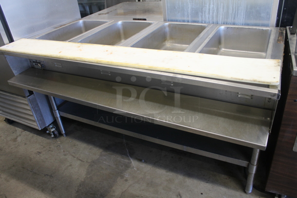 Eagle Stainless Steel Commercial 4 Bay Steam Table w/ Under Shelf. Cannot Test Due To Cut Power Cord