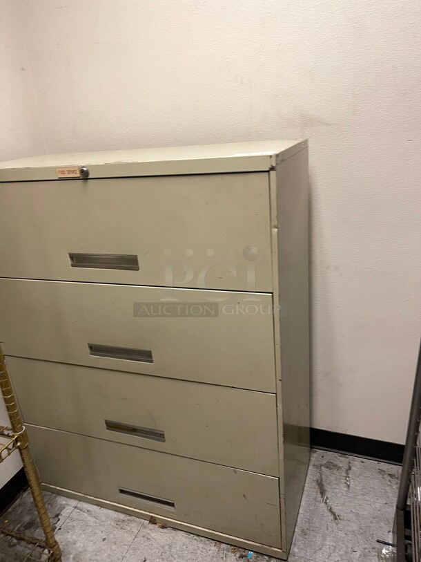 Clean! 42 Inch Wide  Lateral 4-Drawer File Cabinet, Metal, Putty NSF - Image 3 of 8