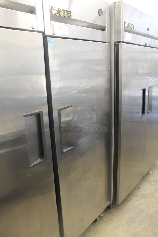 2014 True TG1R-1S ENERGY STAR Stainless Steel Commercial Single Door Reach In Cooler w/ Poly Coated Racks on Commercial Casters. 115 Volts, 1 Phase. Tested and Working! - Image 2 of 6