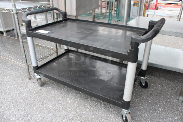 Black Poly 2 Tier Cart w/ Push Handles on Commercial Casters. 41x20x25.5 - Image 4 of 4