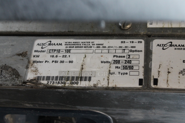 2020 Alto Shaam CTP10-10E Stainless Steel Commercial Electric Powered Combitherm Convection Oven on Metal Equipment Stand. 208-240 Volts, 3 Phase. - Image 8 of 8