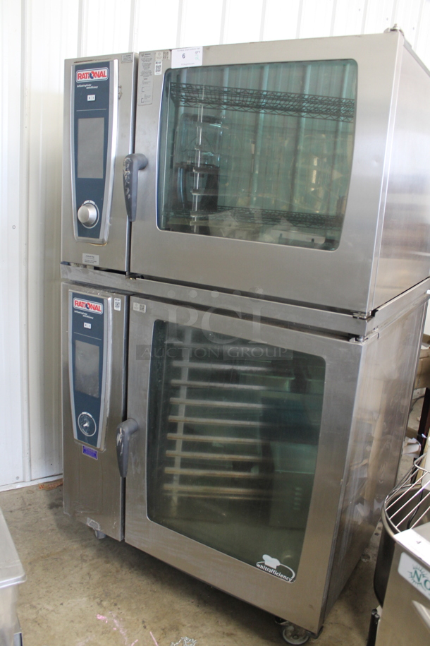 2 2013 Rational Stainless Steel Commercial Combitherm Self Cooking Center Convection Ovens on Commercial Casters. Top Model: SCC WE 62. Bottom Model: SCC WE 102. Picture of Unit Powered on is Included. 480 Volts, 3 Phase. 42x40x73. 2 Times Your Bid! - Image 3 of 9