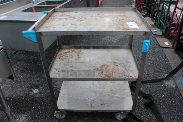 Metal 3 Tier Cart w/ Push Handle on Commercial Casters. 27.5x15.5x32.5
