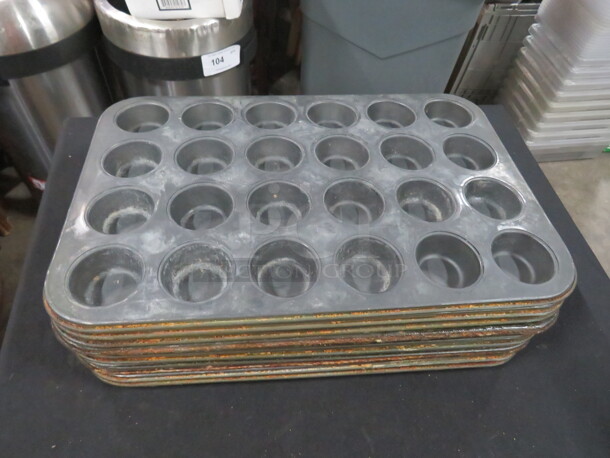 One Lot Of 12 Metal 24 Hole Mini Muffin Pans. - Image 1 of 1