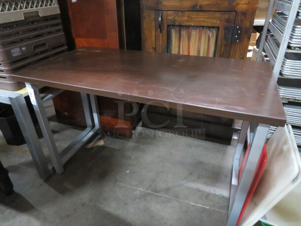 One Wooden/Metal Table. 48X24X29