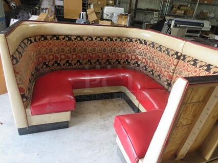 One AWESOME VIP Corner Red/Black Cushioned Booth. 85X85X45