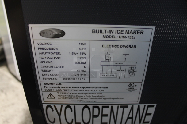 BRAND NEW SCRATCH AND DENT! Whynter UIM-155a 15" Built In Ice Maker Machine 12lb. 115 Volts, 1 Phase. Tested and Working! - Image 4 of 4