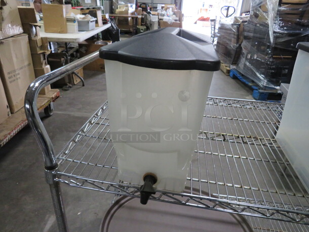 One 3 Gallon Beverage Dispenser With Lid And Spigot.