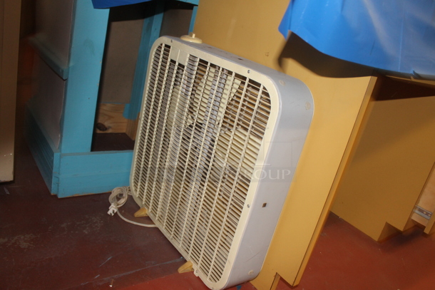 Yellow 3 Drawer Desk w/ Contents including White Poly Box Fan. - Image 5 of 5