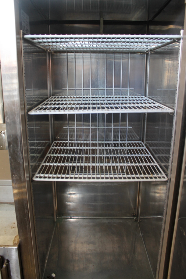 Master-Bilt R23-S Stainless Steel Commercial Single Door Reach In Cooler w/ Poly Coated Racks on Commercial Casters. 115 Volts, 1 Phase. Tested and Powers On But Does Not Get Cold - Image 3 of 5