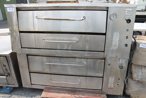 2 Bari M6/48 Stainless Steel Commercial Natural Gas Powered Single Deck Pizza Ovens w/ Cooking Stones in Top Oven. 72,000 BTU. 2 Times Your Bid! - Image 1 of 10
