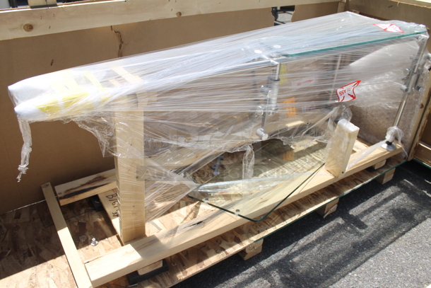 BRAND NEW IN CRATE! Metal and Glass Sneeze Guard. - Image 2 of 4