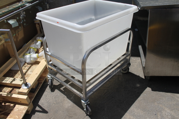 Metal Commercial Cart on Commercial Casters w/ White Poly Bin. - Image 2 of 4