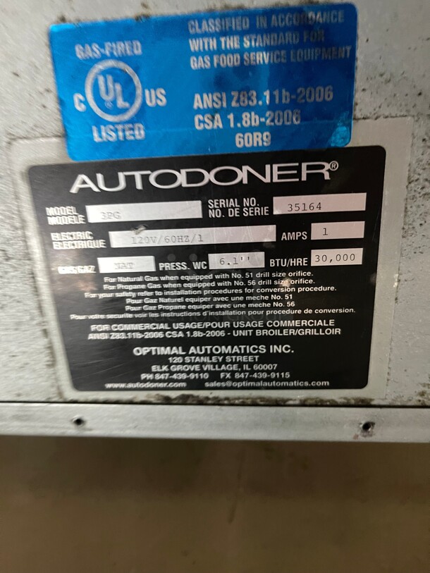 Working! Autodoner 3PG OPTIMAL AUTOMATICS AUTODONER GYRO VERTICAL BROILER - NATURAL GAS NSF Tested and Working! - Image 5 of 9